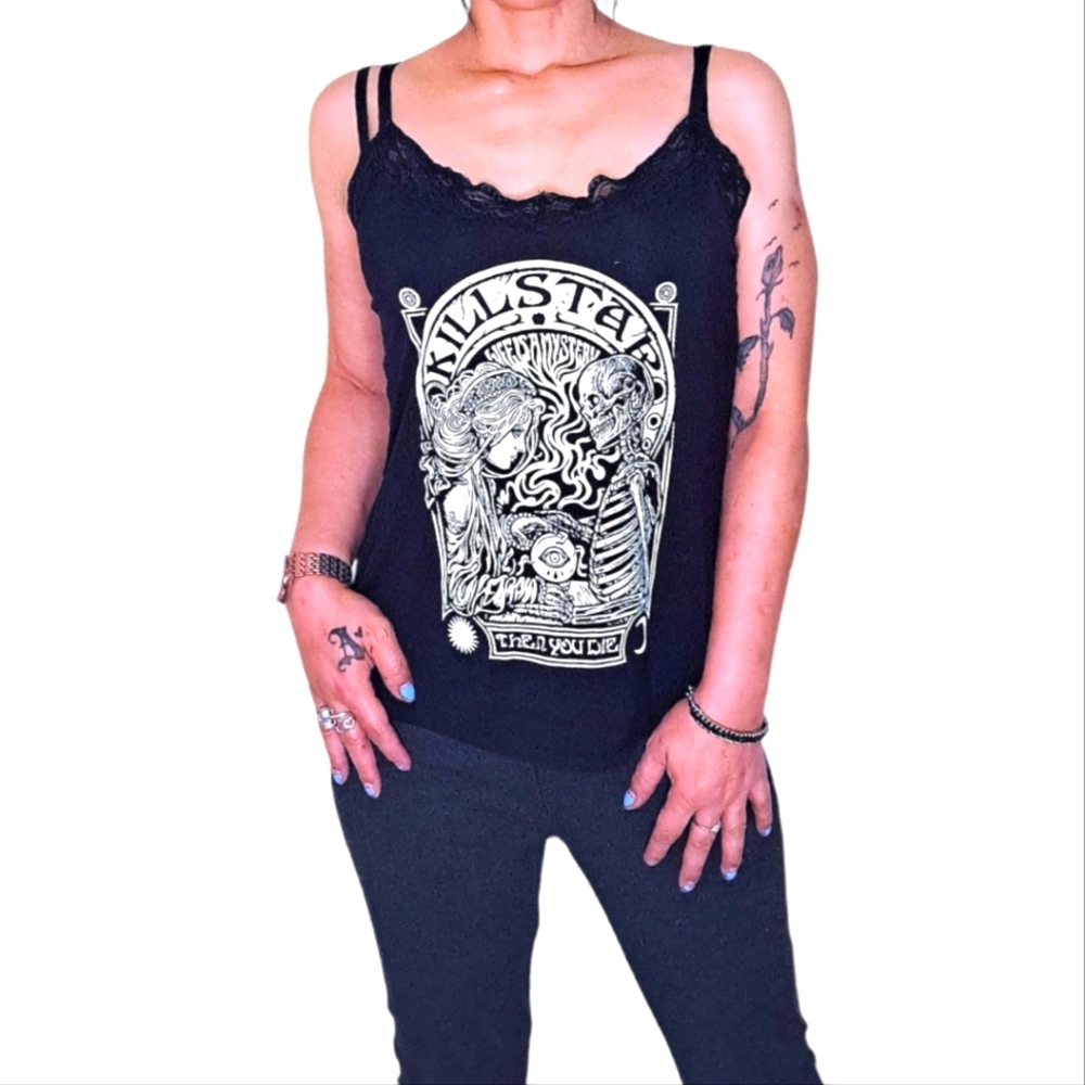 Killstar Mystery death strapy top skeleton gothic punk, size medium.